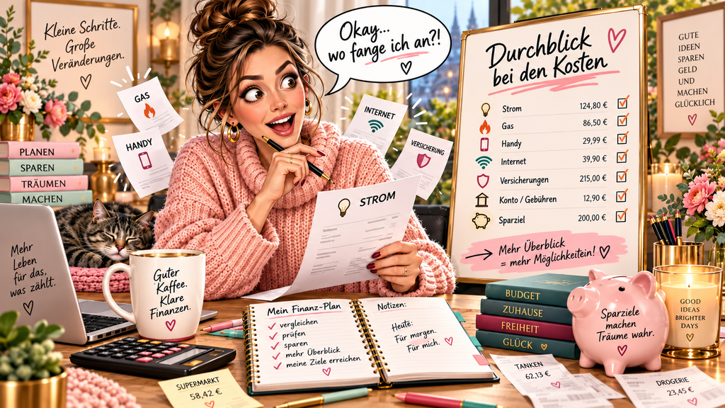Humorvoller Überblick über Strom, Gas, Handy, Internet, Versicherungen und weitere Fixkosten